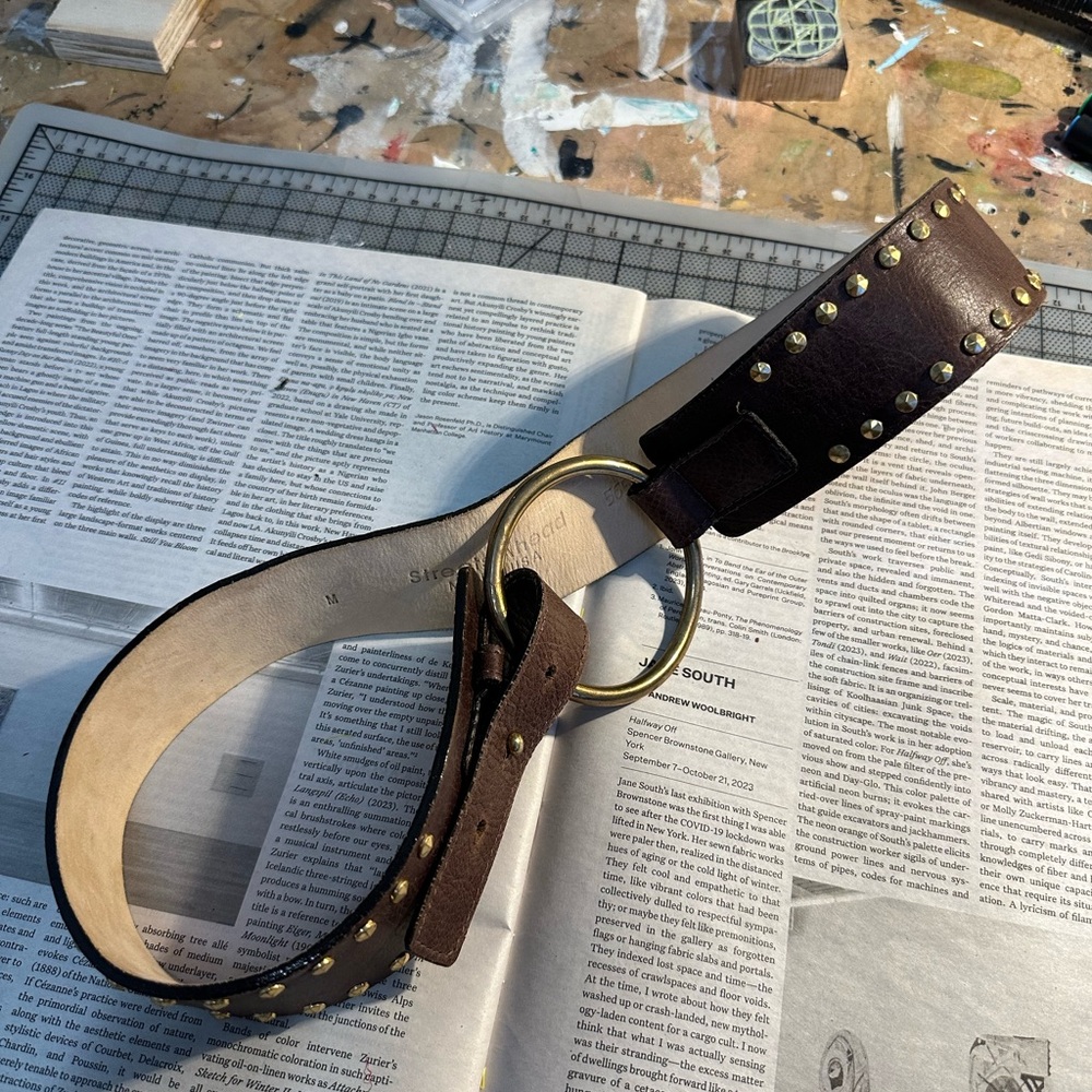 Streets Ahead Dark Brown Studded Belt Leather Waist / Low Fit